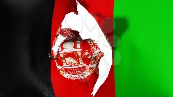 Damaged Afghanistan flag, white background, 3d rendering
