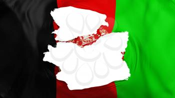 Tattered Afghanistan flag, white background, 3d rendering
