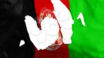 Ragged Afghanistan flag, white background, 3d rendering