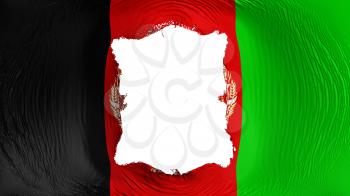 Square hole in the Afghanistan flag, white background, 3d rendering