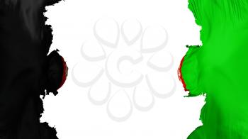 Blasted Afghanistan flag, against white background, 3d rendering