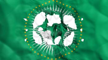 Holes in African Union flag, white background, 3d rendering