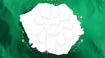 Broken African Union flag, white background, 3d rendering