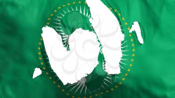 Ragged African Union flag, white background, 3d rendering