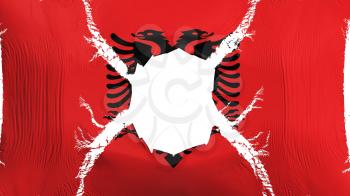 Albania flag with a hole, white background, 3d rendering