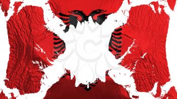 Albania torn flag fluttering in the wind, over white background, 3d rendering