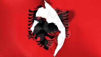 Damaged Albania flag, white background, 3d rendering