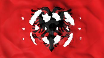 Albania flag with a small holes, white background, 3d rendering