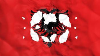 Holes in Albania flag, white background, 3d rendering