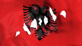 Albania flag perforated, bullet holes, white background, 3d rendering