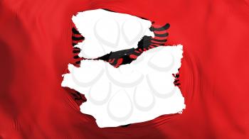 Tattered Albania flag, white background, 3d rendering
