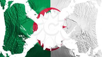 Algeria torn flag fluttering in the wind, over white background, 3d rendering
