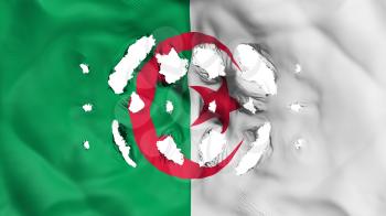 Algeria flag with a small holes, white background, 3d rendering