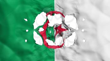 Holes in Algeria flag, white background, 3d rendering