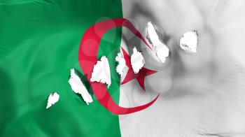 Algeria flag perforated, bullet holes, white background, 3d rendering