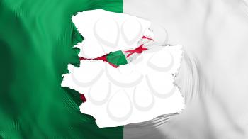 Tattered Algeria flag, white background, 3d rendering