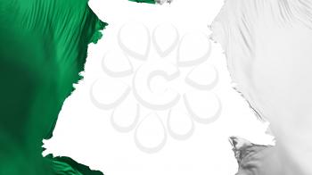 Algeria flag ripped apart, white background, 3d rendering