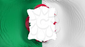 Square hole in the Algeria flag, white background, 3d rendering