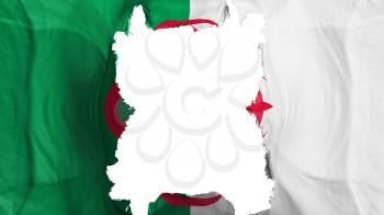 Ripped Algeria flying flag, over white background, 3d rendering