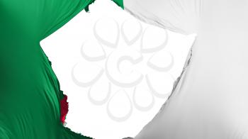 Cracked Algeria flag, white background, 3d rendering