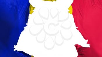 Andorra flag ripped apart, white background, 3d rendering