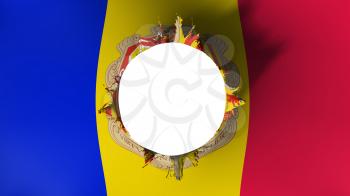 Hole cut in the flag of Andorra, white background, 3d rendering