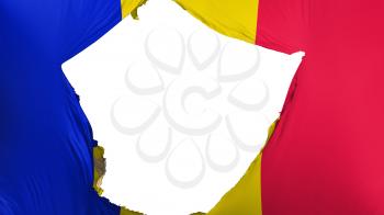 Cracked Andorra flag, white background, 3d rendering