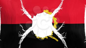 Angola flag with a hole, white background, 3d rendering