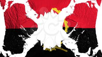 Angola torn flag fluttering in the wind, over white background, 3d rendering