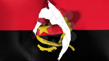 Damaged Angola flag, white background, 3d rendering