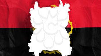 Ripped Angola flying flag, over white background, 3d rendering