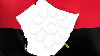 Cracked Angola flag, white background, 3d rendering