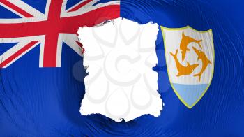 Square hole in the Anguilla flag, white background, 3d rendering