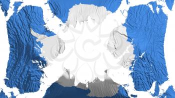 Antarctica torn flag fluttering in the wind, over white background, 3d rendering
