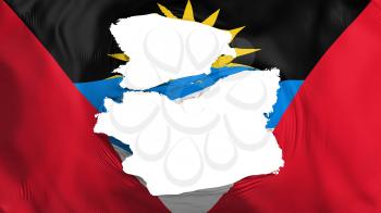 Tattered Antigua and Barbuda flag, white background, 3d rendering