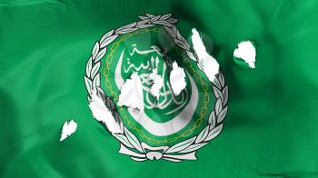 Arab League flag perforated, bullet holes, white background, 3d rendering