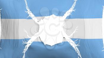 Argentina flag with a hole, white background, 3d rendering