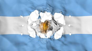 Holes in Argentina flag, white background, 3d rendering