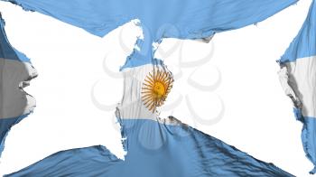 Destroyed Argentina flag, white background, 3d rendering