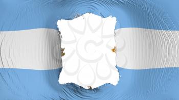 Square hole in the Argentina flag, white background, 3d rendering
