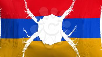 Armenia flag with a hole, white background, 3d rendering
