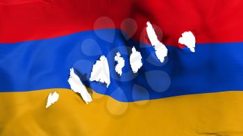 Armenia flag perforated, bullet holes, white background, 3d rendering