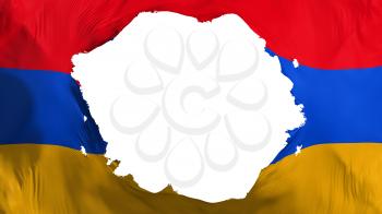 Broken Armenia flag, white background, 3d rendering