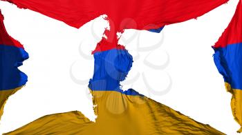 Destroyed Armenia flag, white background, 3d rendering