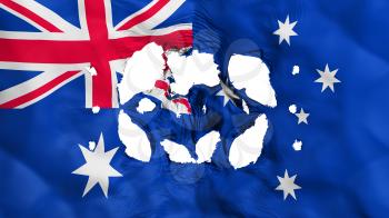 Holes in Australia flag, white background, 3d rendering