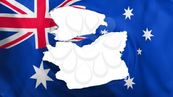 Tattered Australia flag, white background, 3d rendering