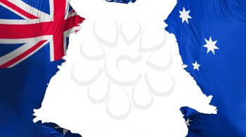Australia flag ripped apart, white background, 3d rendering