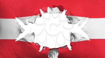 Austria flag with a big hole, white background, 3d rendering