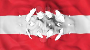 Austria flag with a small holes, white background, 3d rendering
