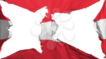Destroyed Austria flag, white background, 3d rendering